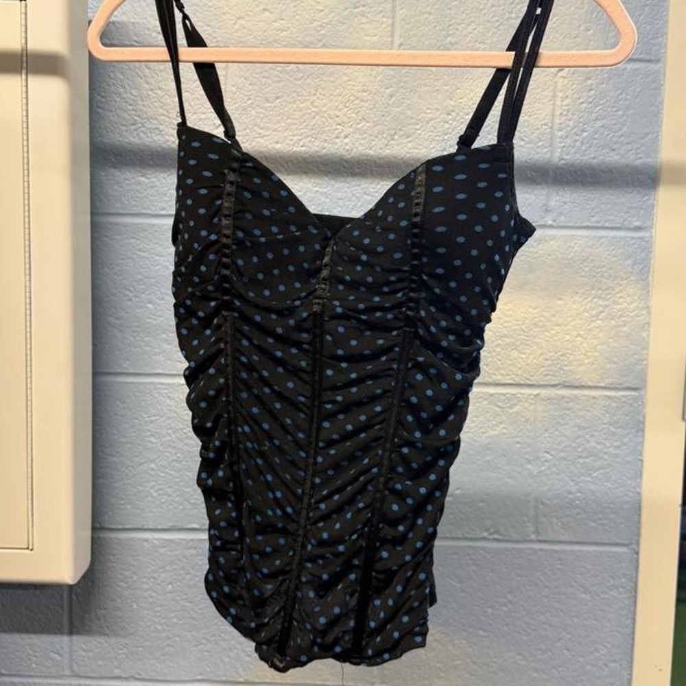 Victoria's Secret black with blue polka dot corset top - Picture 3 of 8
